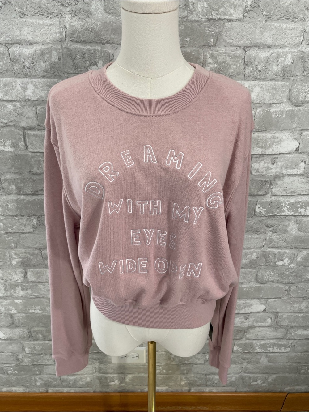 Spiritual Gangster Dusty Rose Crewneck Sweatshirt with White Embroidered Script